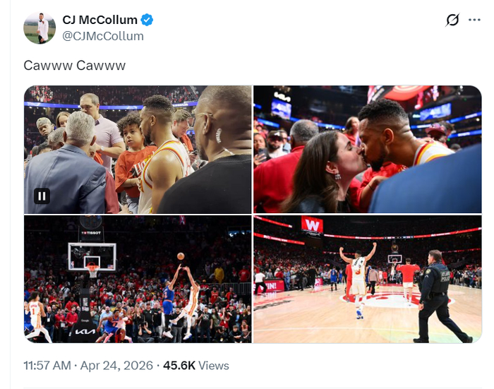 _CJ晒准绝杀时刻老鹰官方盛赞！与妻子拥吻超暖 赛后直言胜不骄败不馁_CJ晒准绝杀时刻老鹰官方盛赞！与妻子拥吻超暖 赛后直言胜不骄败不馁